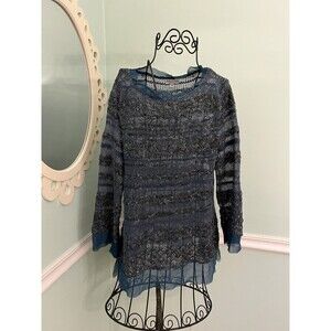 Ball of Cotton Womens Button-Hem Crochet Knit Sweater Size M